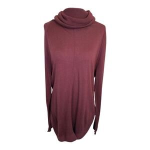 Caslon Women's Small Cowl Neck‎ Tunic Sweater Burgundy Long Sleeve Relaxed Fit